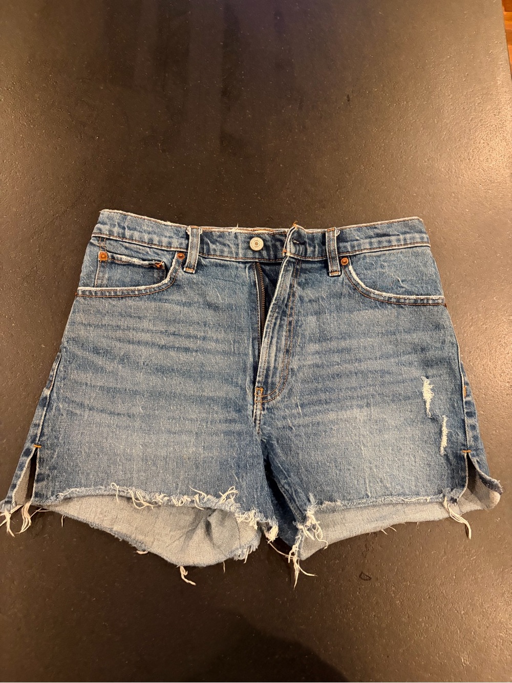 Abercrombie & Fitch Medium Blue Distressed Denim Cutoff Shorts